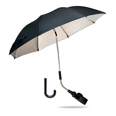 Image de ZjRight Parasol Universel, 72 cm Ombrelle pour Poussette, Protection UV 50+, avec Une Poignée Parapluie Poussette et Buggy Noir
