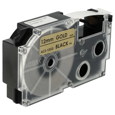 Image de vhbw cassette à bande cartouche 12mm pour imprimante d&#039;étiquette Casio KL 130, 200, 2000, 200E, 7200, 7400, G2 remplace XR 12GD