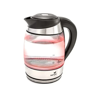 Image de SENYA Bouilloire électrique température réglable 1,8L Tea Colours, filtre anticalcaire, sans fil en verre éclairage LED, 2200W, SYBF K011