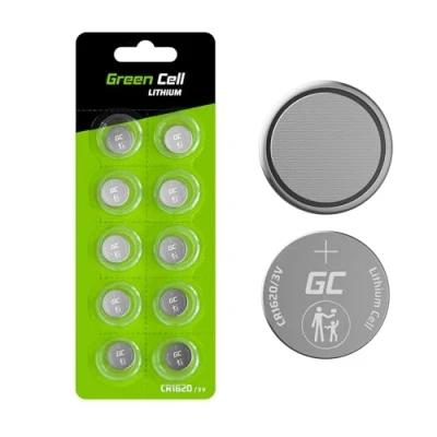 Image de 10x Piles Bouton au Lithium Green Cell CR1620 3V (1620 / CR 1620), conçue pour Une Utilisation dans Les Porte clés, balances et dispositifs Portables médicaux, etc. Pack de 10