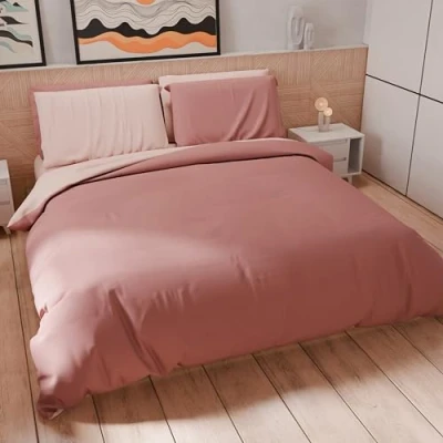 Image de PETTI Artigiani Italiani Parure de lit 1 Place 160 x 200 cm (1 taie d&#039;oreiller 50 80 Incluse), Douce Microfibre Poudre Claire foncée