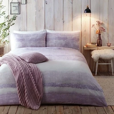 Image de Appletree Hygge Anson Stripe Parure de lit 100% Coton brossé Mauve