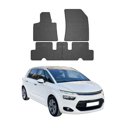 Image de Tapis de Sol Compatible avec Citroen C4 Picasso II 2013 2016 OMAC 3D Noir Caoutchouc