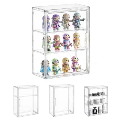 Image de Dasellfa Vitrine en acrylique de collection avec porte Pour minifigurines, petites figurines, figurines d&#039;action, jouets, voitures miniatures, à collectionner (27 x 13 36 cm)