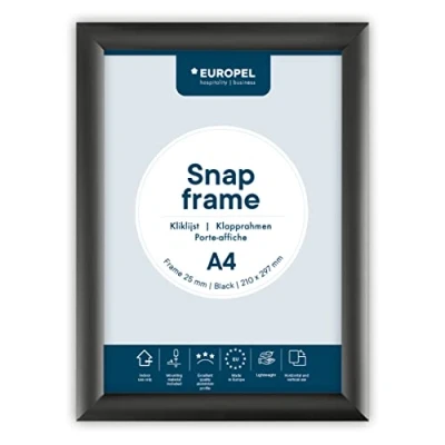 Image de EUROPEL Cadre Porte affiche clic clac A4, noir, profil 25mm arrondi