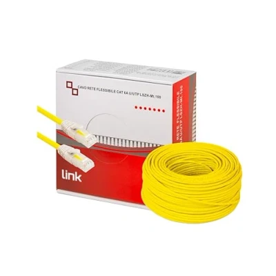Image de Cable nappe integration Link LK6A100Y reseau Cat. 6A non blinde UTP AWG24 Halogene flexible couleur jaune 100 m