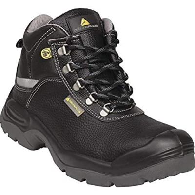 Image de Deltaplus SAUL2ES3NO46 Chaussures Montantes en Cuir Pleine Fleur Pigmenté S3 SRC ESD Noir Taille 46, Noir, 46 EU