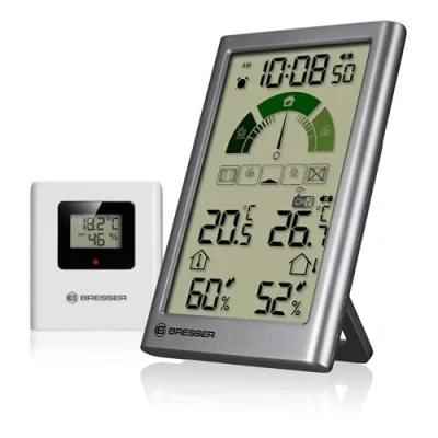 Image de Bresser Thermo Hygromètre avec recommandation de ventilation VentAir V, Température intérieure et extérieure, Humidité, Indicateur confort