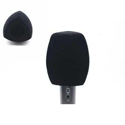 Image de Pare brise en mousse de micro floqué Couvre poignée pour microphones d&#039;interview télévisée (triangle, noir)
