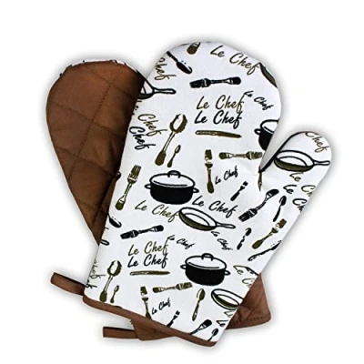Image de Gant de Four, Cuisine, Le Chef, Brun, 1 Paire, résistants à la Chaleur jusqu&#039;à 250C, Produit testé et certifié dans l&#039;UE