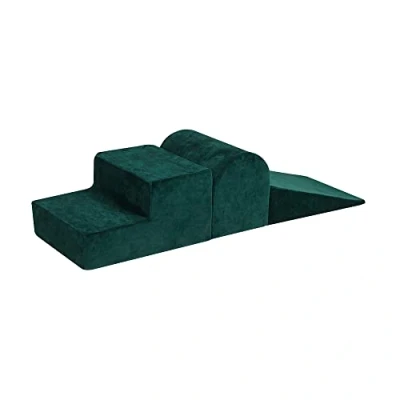 Image de MEOWBABY Aire De Jeux en Mousse pour Enfants 3 Élément Blocs d&#039;escalade, Velvet, Vert Foncé