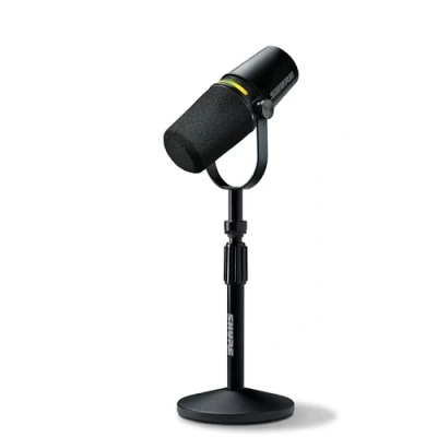 Image de Shure MV7+ Microphone pour Podcast avec Pied de Micro Audio amélioré, Bandeau Tactile LED, Sorties USB C et XLR, Mode Auto Level, Filtre Anti Pop numérique, réverbération intégrée, podcasting Noir