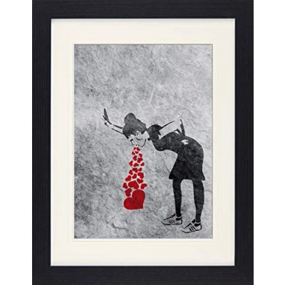 Image de 1art1 Art Urbain Poster Lovesick Girl, Banksy Affiche Encadrée avec Passe Partout Élégant Images Murales dans Un Cadre Photo 40x30 cm