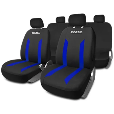 Image de SPARCO SABBIA SPCS440BL Couverture de siège noir, Bleu Polyester avant et arrière
