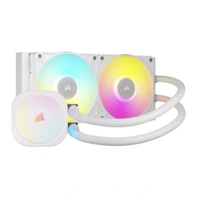 Image de CORSAIR iCUE LINK TITAN 240 RX RGB Refroidisseur Liquide Pour CPU 240mm AIO 2x RX120 Ventilateurs Inclus Convient à Intel LGA 1851/1700, AMD AM5/AM4 Hub du Système Blanc
