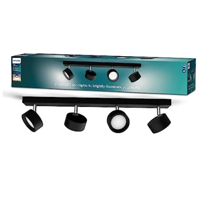 Image de Philips, Spot Bracia 4X5.5 W, Blanc Chaud 2700K, Noir