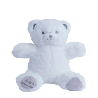 Image de Pioupiou et Merveilles Gaston Mon Ourson Lumineux Blanc/Gris en Peluche de 20CM, Lavable Machine Veilleuse Lumineuse pour Enfant Piles incluses