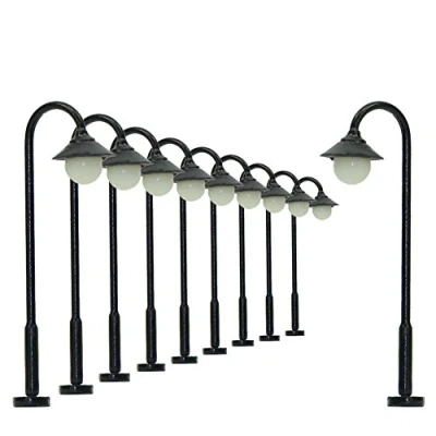 Image de Evemodel 10pcs Échelle N 1:150 Modèle Ferroviaire de Lampadaire Rétro 3.7cm LED 3V