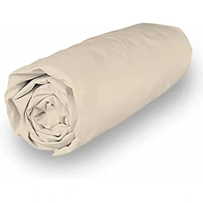 Image de Soleil d&#039;ocre, Percale Drap Housse, Coton, Ecru, 140x190 cm