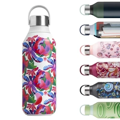 Image de Chilly&#039;s Series 2 Gourde Bouteilles isothermes en Acier INOX avec Double paroi, col Souple et poignée de Transport Peony Tumble, 500ml