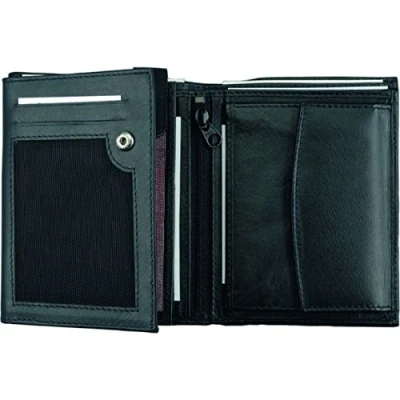 Image de ALASSIO Combi Portefeuille en Cuir Nappa de qualité supérieure Noir env. 12 x 9,5 2 cm, Noir, Porte Monnaie