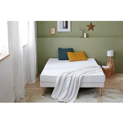 Image de Abeil Matelas AB100Plus Mémoire de forme Déhoussable Memory Foam Top, Blanc, 140 x 200 cm