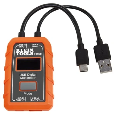 Image de Klein Tools ET920 Compteur de puissance USB A et C pour voltage, courant, capacité, énergie résistance