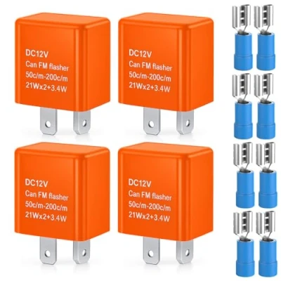 Image de Gebildet 4pcs Universel 12V 2Broches Relais de Clignotant, Clignotant Électronique la Vitesse Réglable, pour Feux Clignotants ou Indicateurs Direction à LED (Orange)