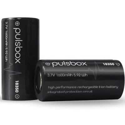 Image de pulsbox Batterie Li ion 18350 18400 3,7 V 1600 mAh avec circuit de protection PCB intégré (pôle positif plat)