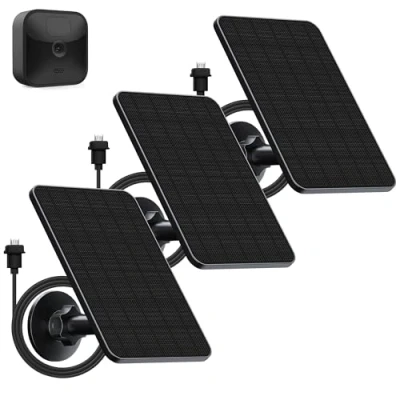 Image de Panneau Solaire pour Caméra Blink d&#039;extérieur, 4W XT2/XT&amp;SimpliSafe, IP65 d&#039;extérieur(3rd Gen) avec Connecteur en Caoutchouc(3 Pack)