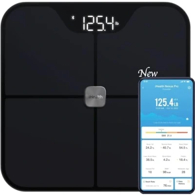 Image de iHealth Nexus Pro Pèse personne numérique pour poids corporel et composition avec application Bluetooth intelligente surveiller la graisse corporelle, l&#039;IMC, masse musculaire plus encore,