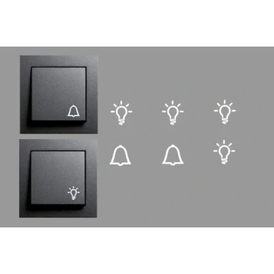 Image de Lot de 4 autocollants pour interrupteur avec lumières et 2 cloches en blanc universel Smart Home (RP29/2) (10 mm)