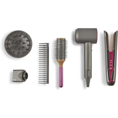 Image de Casdon Dyson Jouets Kit de Coiffure Supersonic &amp; Corrale Deluxe Lisseur et sèche Cheveux Fonctionnels Comprend des lumières Sons interactifs 3 Ans +, Gris