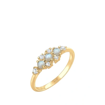 Image de Elli Bague pour femme au look vintage scintillant avec pierre précieuse Labradorite et zircone en argent sterling 925, 54, Cristal,