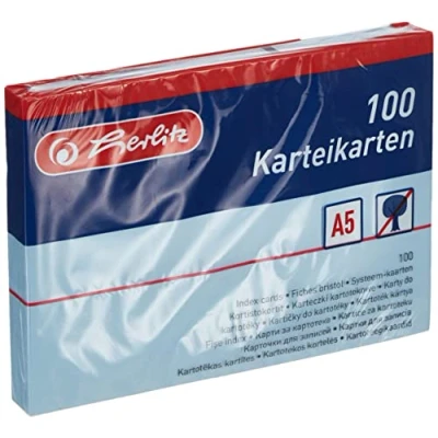 Image de Herlitz Lot de 100 fiches bristol Format A4/A5/A6/A7/A8 A5 blanc blanko bleu