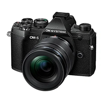 Image de Appareil Photo Micro Four Thirds OM SYSTEM 5 avec Objectif M.Zuiko Digital Ed 12 45mm Pro, capteur Live MOS de 20 mégapixels, stabilisation d&#039;image sur Axes optimisée, IP53, Noir/Noir