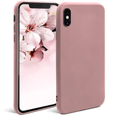 Image de Moozy Minimalist Series Coque en silicone pour iPhone X et XS, Rose Beige Finition mate fine souple TPU Neuf