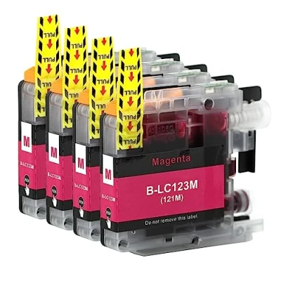 Image de Go Inks 4 Cartouches d&#039;encre Magenta pour remplacer Brother LC123M Compatible/Non OEM DCP et MFC Imprimantes