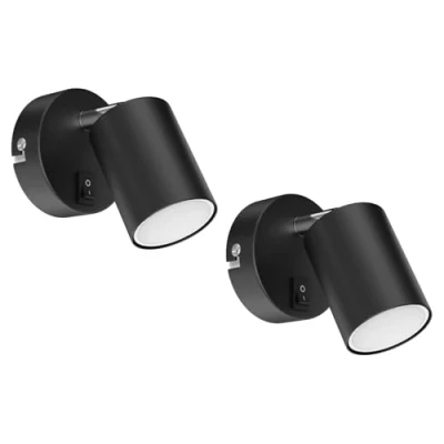 Image de ledscom.de 2 pièces Spot mural WAIKA avec interrupteur noir mat Lampe LED GU10 blanche 3 niveaux de gradation : max. 609lm chacun