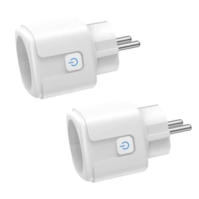 Image de Prise Connectée WiFi, 2 Pièces Intelligente 16A 3680W, WiFi avec Mesure de Consommation Électrique, Contrôle à Distance, Commande Vocale, Compatible Alexa &amp; Google pour la France