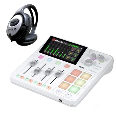 Image de Rode Rodecaster Duo Audio Production Studio pour podcasts, streaming, création de contenu Blanc + casque Keepdrum