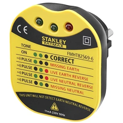 Image de Stanley Fmht82569 6 Testeur Pour Prise Mural Gamme FatMax Voltage 230V LEDs Donner Différentes Informations
