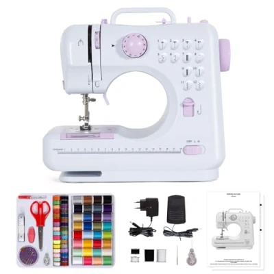 Image de Todeco Machine à Coudre portable avec tiroir, Débutant 12 programmes de couture, Kit Couture et pédales, Violet
