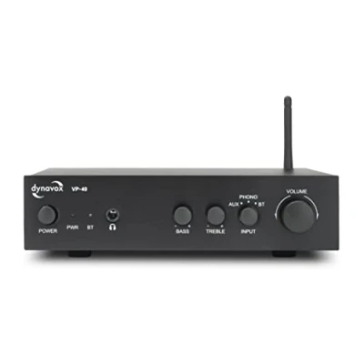 Image de Dynavox VP 40 Ampli conpact stéréo, entrée Phono pour Platine Disque, BT, réglage Basses/aigües, Prise Casque, Coloris Noir