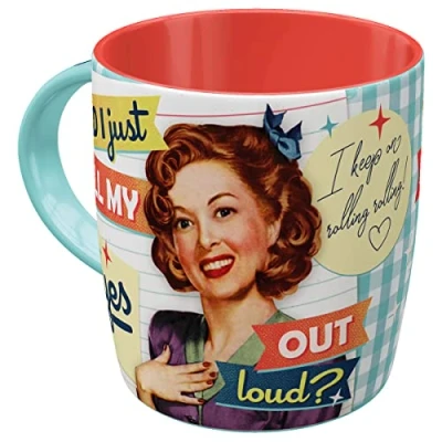 Image de Nostalgic Art Tasse à café rétro, Roll my eyes Idée de cadeau pour nostalgiques, en céramique, design vintage amusant avec une citation, 330 ml, 1 Unité (Lot 1)