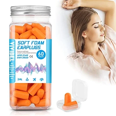 Image de Bouchons d’Oreilles, Bouchon d’Oreilles Anti Bruit SNR 38 dB, Boule Quies pour Dormir en Mousse Souple, Reutilisable Protection Auditive Sommeil, Travail, Voyage 60 Pairs