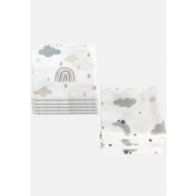 Image de M.M.C. 10 PACK Couverture en mousseline pour enfants, Taille: One Size, Wolken 5 grau, grün