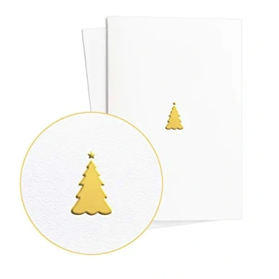 Image de Lot de 2 cartes vœux pour Noël, l&#039;Avent Avec sapin Noël traditionnel en relief doré sur papier texturé Neutres enveloppe E46