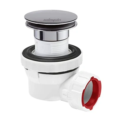 Image de Wirquin 30723974 Ensemble bonde et siphon ultra compact Quick Clac pour lavabo Nano 6.7, chromé blanc, en Polypropylène