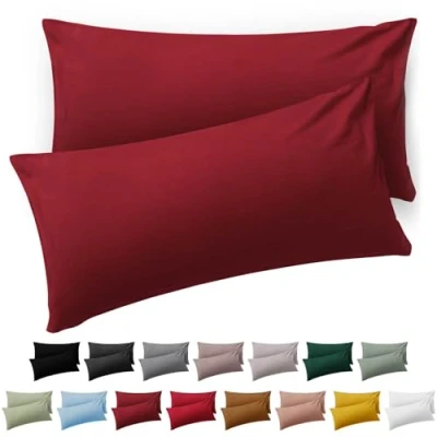 Image de Blumtal Taie Oreiller 40x70 Lot de 2 Housse Coussin Microfibre Taies d&#039;oreillers avec Fermeture enveloppe, certifiée Oeko Tex, Extra Douce et Lavable Rouge Aurore